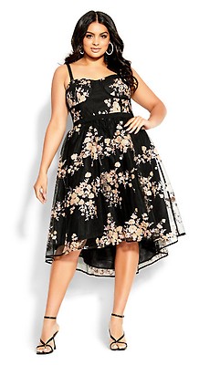 Plus Size Eyelash Evie Black Boning Dress