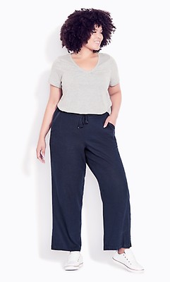 Plus Size Avalina Teal Wide Leg Trousers