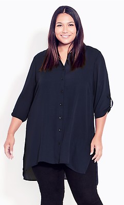 black longline blouse plus size