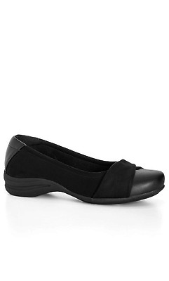 Wide fit outlet black flat shoes