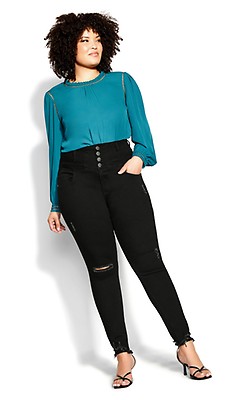 Plus Size Harley Rip Vibes Corset Mid Wash Skinny Jean