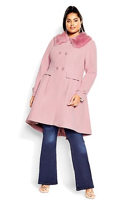 Plus size pink hot sale wool coat