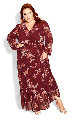 Pippa Ruffle Maxi Dress, Raisin - XS