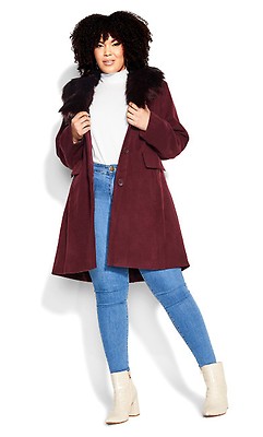 Plus Size Faux Wool Berry Peacoat