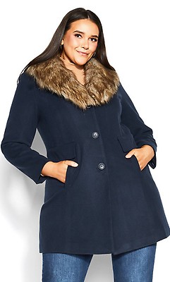 Plus Size Faux Wool Berry Peacoat