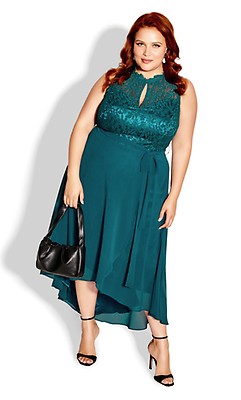 Catherines Plus Size Venetian Crochet Maxi Pockets Dress 4X, 30/32W
