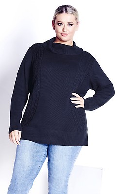 Women's Plus Size Tully Curved Hem Sweater - Midnight