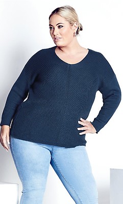 Women's Plus Size Tully Curved Hem Sweater - Midnight