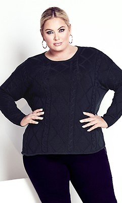 Women's Plus Size Tully Curved Hem Sweater - Midnight