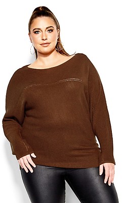 Plus Size Scarlett Stone Knitted Pullover Sweater