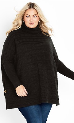 Plus size black poncho cheap sweater