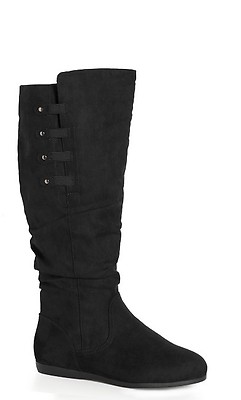 Wide fit black outlet suede knee high boots