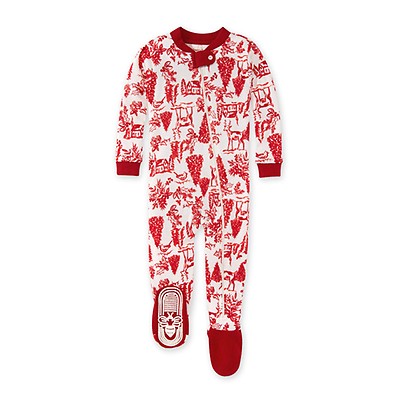 Burts Bees Baby Girl Coverall Family Pajamas Size 3 6 9 Months Red Snowflake 