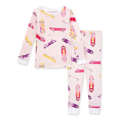 Macaron + Me Two Piece Long Sleeve Ocean Stripes Jammies Bamboo Pajamas Set  - SnapdragonsBaby