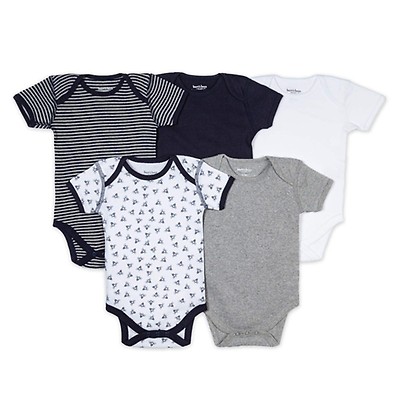 Multi 5-Pack Short-Sleeve Solid Bodysuits