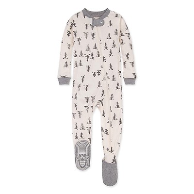 Spring Picks Organic Baby Zip Front Snug Fit Footed Pajamas