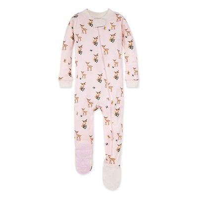 Spring Picks Organic Baby Zip Front Snug Fit Footed Pajamas
