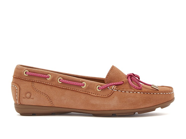 Ladies leather boat on sale shoes