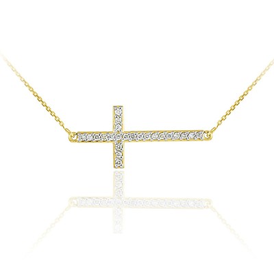 9ct gold online sideways cross necklace