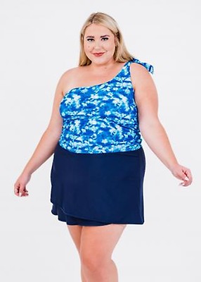Plus Size Layla Crop Swim Top With Sarong Wrap Swim Skirt & Bikini Bottom