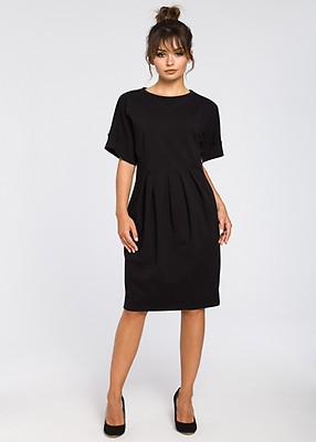 black belted dress with sleeves