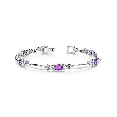 Color-Changing Alexandrite Tennis Bracelet Sterling Silver 925 / Oval-Shaped