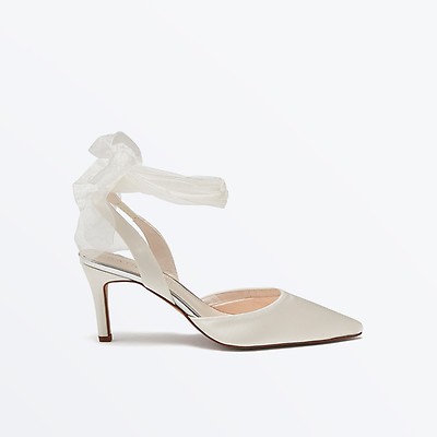 Dulcie, Ivory Satin Wedding Flat Shoes