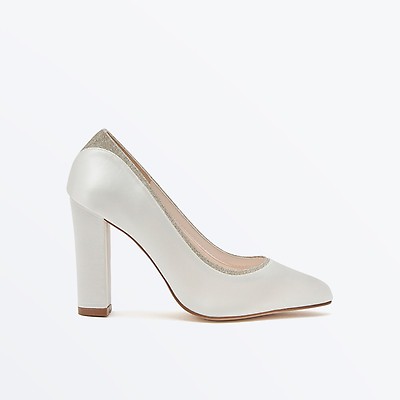 Billie White Satin Bridal Court Shoes Rainbow Club