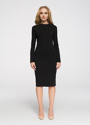 black fitted dress with sleeves