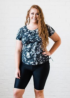 Plus Size Adele Swim Top With Long Bike Swim Shorts