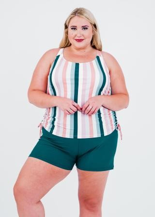 Plus Size Maya Swim Top With Removable Cups With Swim Shorts