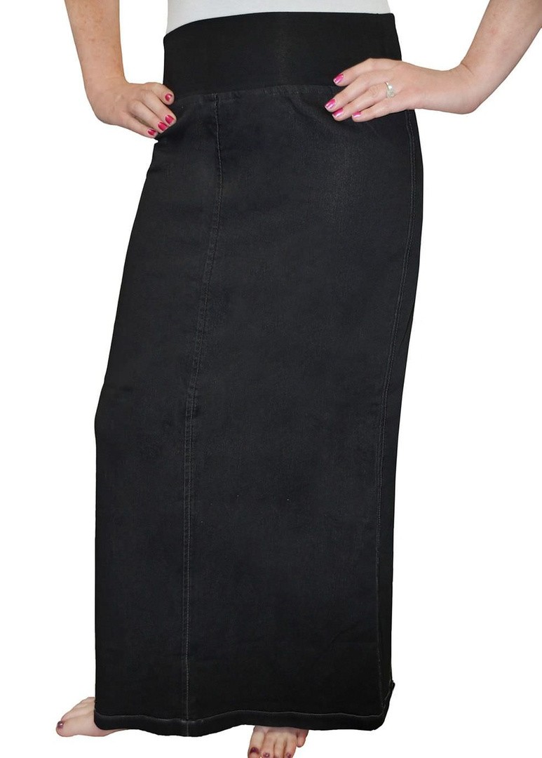 black maxi denim skirt