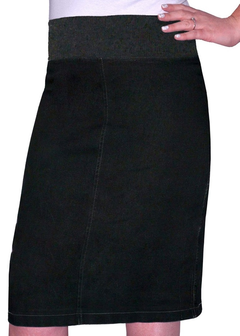 dark denim skirt knee length