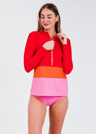 Half-Zip Wahoo Rash Guard With Hip-Hip Hooray Bikini Bottom