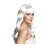 perruque cheveux blanc long