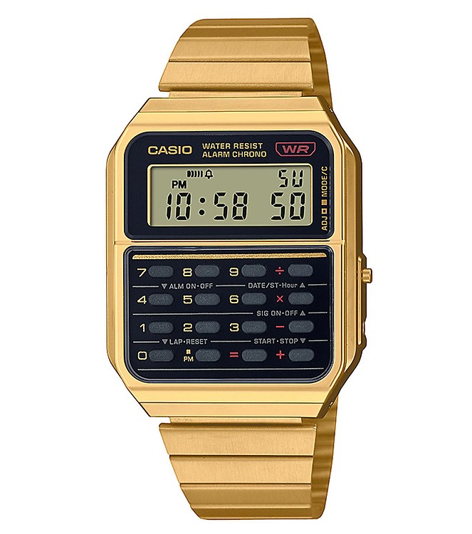 Gold calculator hot sale casio watch