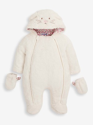 Cream Bunny Fleece Pramsuit | JoJo 