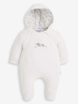 Baby Pramsuit Elephant Motif Fluffy Snowsuit All in One Coat Newborn to 6 Months 