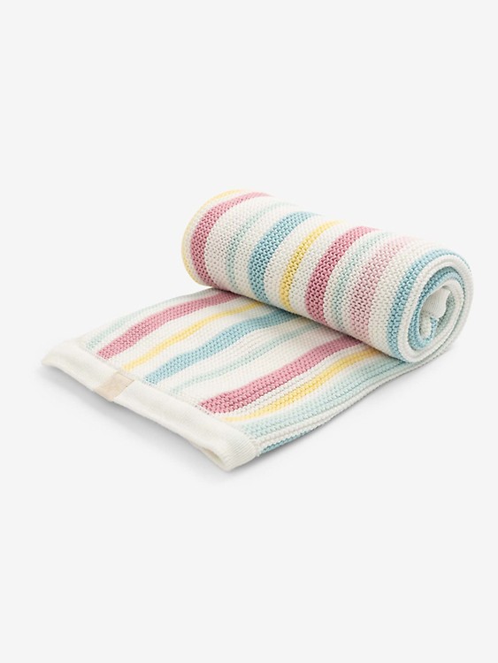 Chunky Knit Pastel Striped Blanket Jojo Maman Bebe