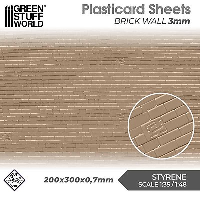 Green Stuff World: Textured Styrene Plasticard Sheet - Brick Wall (3mm) Green Stuff World: Textured Styrene Plasticard Sheet - Brick Wall (3mm)