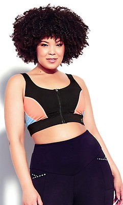 Women's Plus Size Underwire Contour Print Black Sports Bra