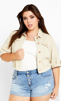 Plus size short hotsell sleeve cropped denim jacket