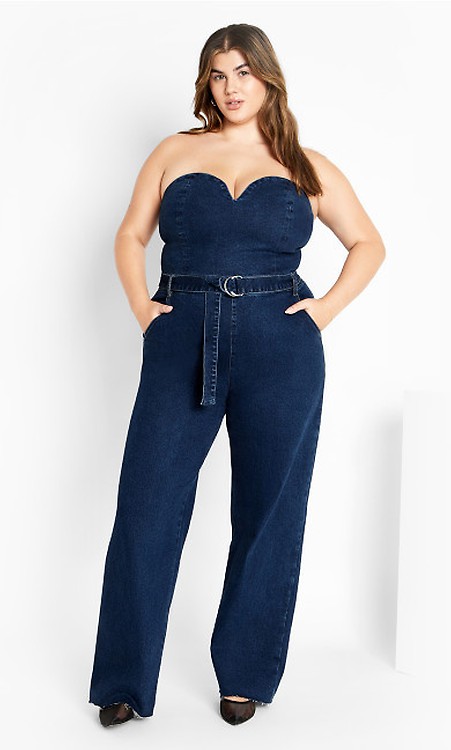 Plus size jeans jumpsuit best sale