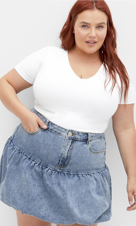Women s Plus Size Plus Size Midi Denim Skirt acid