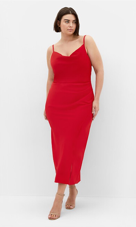 Plus size red slip dress sales