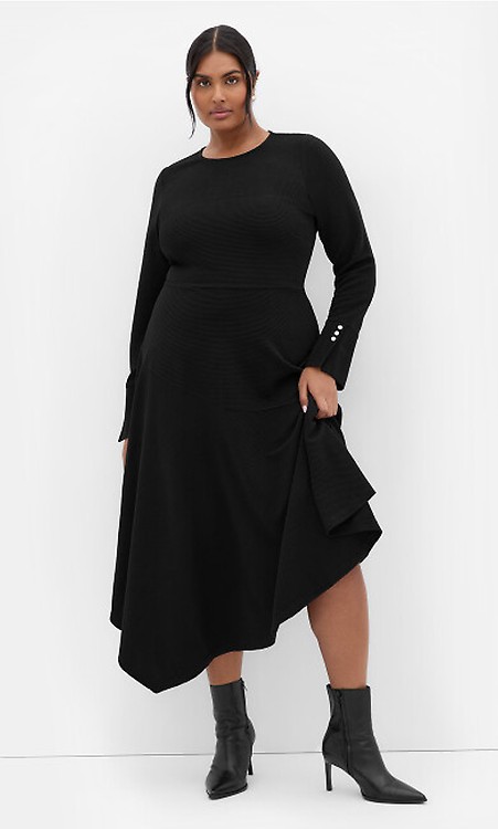 Women's Plus Size Abbigail Long Sleeve Black Maxi Dress