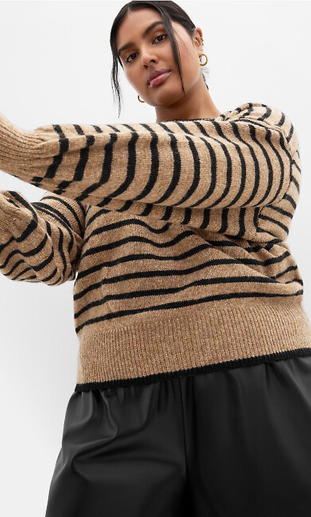 Women's Plus Size Stripe Lilia Cream Jumper