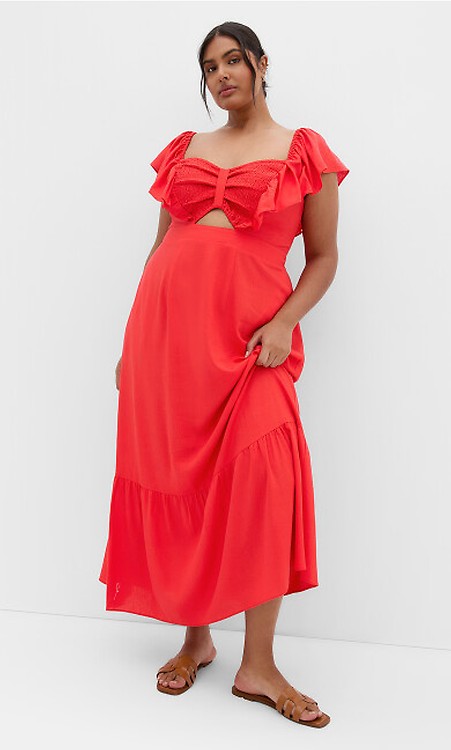 City Chic Women's Plus Size Aurelia Print Dress - Maxi Length, Shirred Bodice, Side Pockets