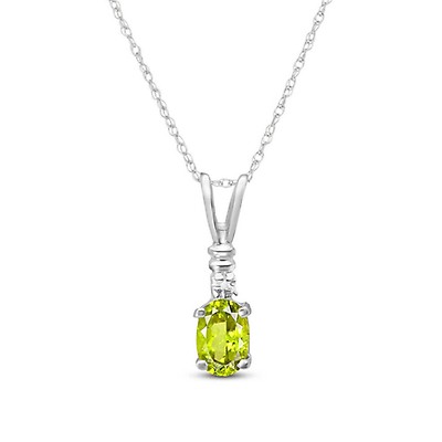 Peridot Pendant Necklace 0.35ctw in 9ct White Gold | QP Jewellers