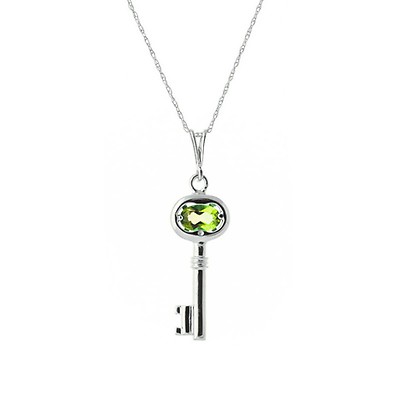 Peridot Pendant Necklace 0.35ctw in 9ct White Gold | QP Jewellers